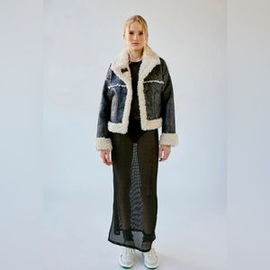 Urban Outfitters Black and Cream Puffer Jacket